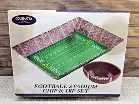 Sp-03354 Football Stadium Chip & Dip Set Coushatta Casino Resort And Sports Serving Boxed