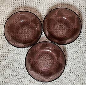 Fcg2 Forte Crisa Vintage Cranberry By 6 Inch Round Cereal Bowl Pattern Mexico 3 Set