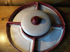 Vtg.6 Fruit Dishwasher Ceramic Piece Snack Set Red Bowl Dip Drip Chip