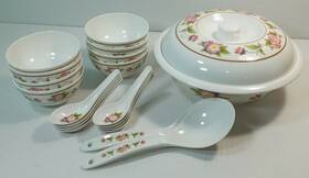 Kt-050 G.e.t. Melamine 19pc. Soup Bowl Set Tea Rose - Houston Tx