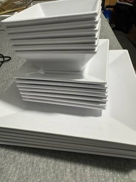 G.e.t Ml102 Melamine Square Set White 6 Each - Break Resistant