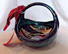 Gail Pittman Southern Living Azalea Bowl Basket Pottery Handle Cobalt