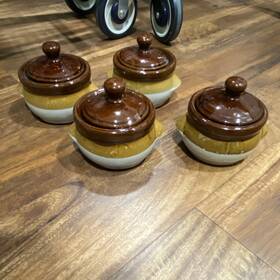 949bx Gailstyn-sutton Brittany Stoneware Soup Bowls Set Of 4 Microwave Safe With Trivet