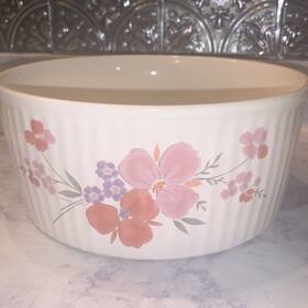 Of1985 Galleria Collection Vintage 1985 Stoneware Ramekins Japanese Pink Floral 8.5 Inch