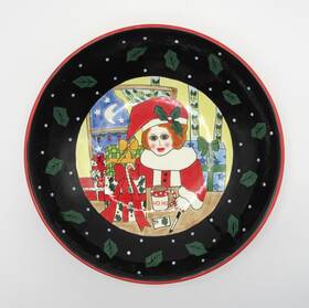 Bc5550 Ganz Susan Paley By Bella Casa Inch Santa S Helper Serving Bowl Christmas Holiday