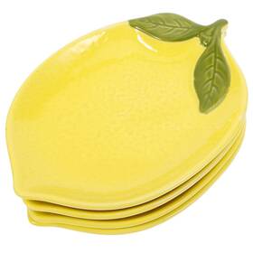 A1619632tifo1g78n3ex Garneck Set Of 4 Ceramic Lemon Shape Appetizer Plates Salad Dessert Serving Dishes Sa