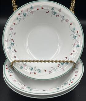 Genuine Stoneware 737465132051 Summer Fruit Cereal Bowls By Strawberries Set Of 3 7 Inch Di X 2 H