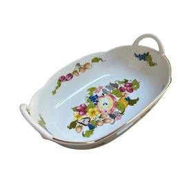 9db0ee78-ac70-4 Georges Briard Floral Fruit Small Serving Dish Garden Of Eden Vintage Handles