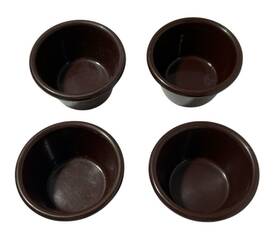 Gessner Products 0382a Set Of 4 Ramekin/ Condiment Bowls Brown 3 Oz Made In Usa Dishwasher Safe