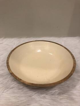Gibson 037725290652 Laurie Gates Enamel And Wood Serve Bowl Wooden