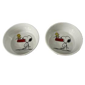 11826.60125a.07 Gibson Peanuts Snoopy Woodstock Charlie Brown Ceramic Bowls Ramekins Set Of 2