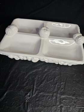 33345 Gibson Designs Piece Ceramic Fruit Bowl/tray Set 4 White By Excellent Condition
