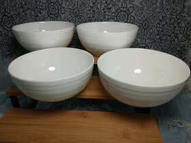 Gibson Elite X4-gibson Vtg 6 Inch X3 White Ribb Farmhouse Cereal Dessert Soup Serving Bowls