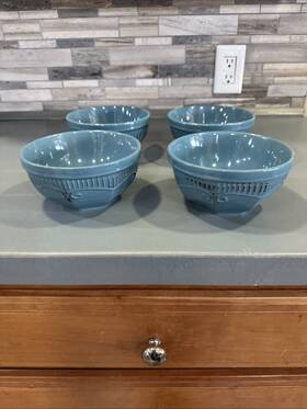 Gibson Home 085081526595 Set Of 4 Hometrends Alemany Stoneware Bowl 6.2-inch Diameter Blue