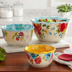 Pwf096881814646 Gibson Overseas Inc. Sweet Rose Sentiment Serving Bowls 3-piece Set