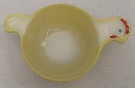 J-2482 Glasbake 19 Made In Usa Chicken Rooster Bowl Yellow Used