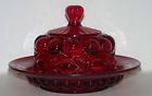 409br Glass Usa Nib Covered Dish Butter Eye Mosser Winker Red