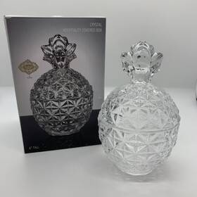 26435 Godinger Pineapple Hospitality Crystal Quilted Covered Box Shannon By