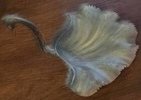90331 Godinger 6.5 Inch H Brass Platter Oval Peacock Dish Doubles As A Sting Ray Plateformer