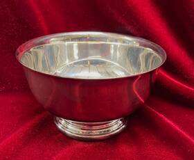 Gorham Yc778 Silverplate Paul Revere Bowl Footed Round Serving Dish Vintage