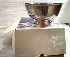 Yc784 Gorham Silverplated 10.25 Inch Paul Revere Bowl And Liner Orig. Box Used