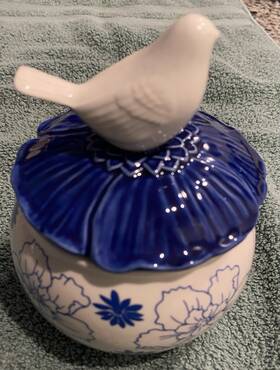 Nh3-1046 Grasslands Road Ceramic Blue And White Cheese Or Butter Bowl
