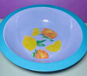 252890 Greenbrier Melamine Oranges Lemons 12 Inch Large Snacks Salad Fruit Serving Bowl Beach