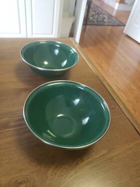 Gsi Outdoors 090497290145 2 6 Inch Mixing Bowls Green Speckled Enamelware Camping In Or Outdoor
