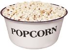 Gsl82 Cwi White Enamelware Popcorn Bowl Farmhouse Primitive