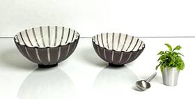 5299 Guzzini Grace Set Of 2 Bowls Grey 100% Recycled Reusable Bpa-free Made In Italy