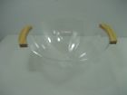 H-1163 Unbranded Large Vintage Plastic Salad Bowl Wooden Handles Model Diameter