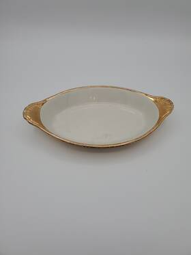 2728 Hall Golden Glo 9 Inch Oval Serving Dish/bowl 12 K Gold
