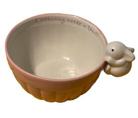 Hallmark 015012805772 Bowl Inch Somebunny Needs A Treat Pink Ribbed Candy Bunny Rabbit