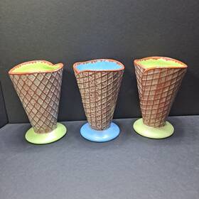 Hallmark 015012884388 Ice Cream Waffle Cone Cups Dessert Sundae Dish Set Of 3