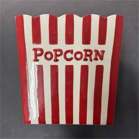 1hcm1000 Hallmark Ceramic Square Striped Popcorn Bowl Red White Food And Drink Theme