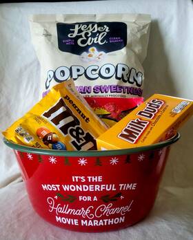 Hallmark 763795744039 Channel Red Enamel Popcorn Bowl Inch Its The Most Wonderful Time For A
