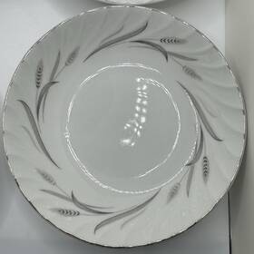 205124 Harmony House China Four Cynthia Fruit Dessert Bowls 5 1/2 Inch Mcm Wheat Ripple Platinum