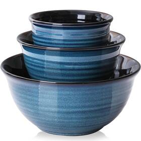 Hasense 744337983642 Ceramic Mixing Bowls Set For Kitchen Handmade Serving Dishes Entertain Inch