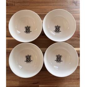 Haunted Mansion Fac-024367-35301 Set Of 4 White Ceramic Round Bowls Crest Shiny Mw Safe