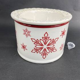 Heartfelt 096587900307 Dip Chiller Serving Bowl White With Red Snowflakes Holiday Seasonal