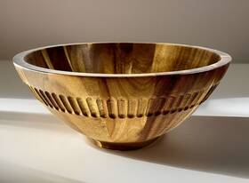 324031138 Hearth & Hand With Magnolia Acacia Wood Serving Bowl - And Decore Fruit Salad