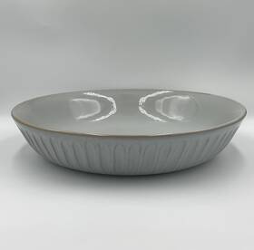 Hearth & Hand With Magnolia 493240383833 And Large Gray Shallow Fluted Stoneware Serving Bowl