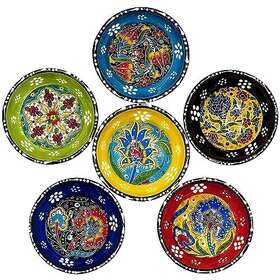 8.5cm-74ml Heracraft 192531053089 6pcs Hand Painted Turkish Ceramic Snack Bowls 3.35ftft/8.5cm-74ml/2.5oz Decorative