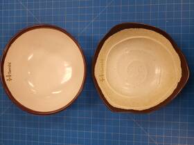 Ds-5512 Hibachi Ds-5715 Dolsan Melamine Bowls Set 2 Brown Trim Asian Style Bowl