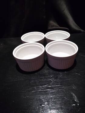 45567 Hic Oven To Table Ramekin Porcelain White 3.5 Inches Diameter 6 Oz Ribbed X 4