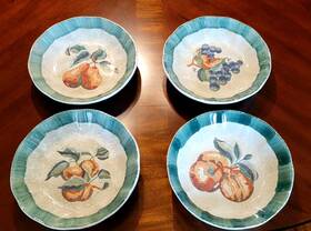 Him1 Himark Individual Pasta Bowls Lot Of 4 Pear Grape Peach Apple Design Italy