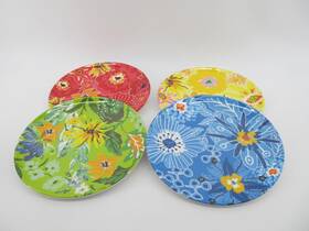 Hobby Lobby Hl9200621 Set Of 4 Floral Melamine Salad Dessert Plates 8.5 Inch