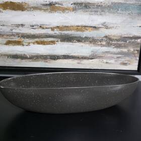 Home 1109430-vht-rp Strata Stoneware Oval Serving Bowl Black/white Speckled Dishwasher Safe