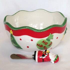 Home Accents 400571029279 Wishes And Wonder Ho-ho-ho Santa Dip Bowl Spreader Set
