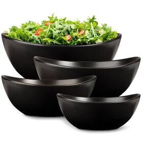 Home Beets 850034824338 Matte Black Ceramic Serving Bowls For Entertaining 10-18-28-42 Ounce Microw